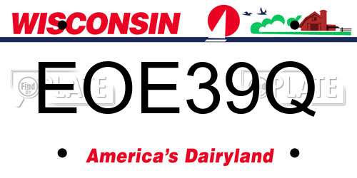 EOE39Q Wisconsin License Plate