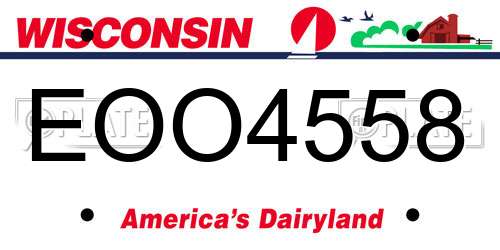 EOO4558 Wisconsin License Plate