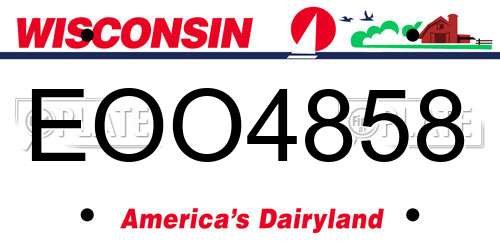 EOO4858 Wisconsin License Plate