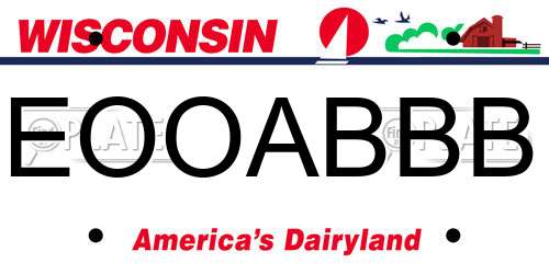 EOOABBB Wisconsin License Plate