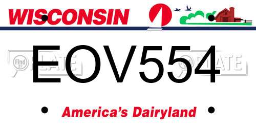 EOV554 Wisconsin License Plate