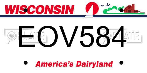 EOV584 Wisconsin License Plate