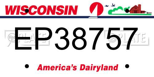 EP38757 Wisconsin License Plate