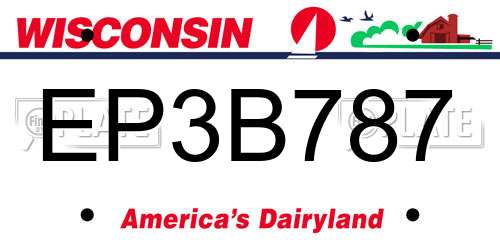 EP3B787 Wisconsin License Plate