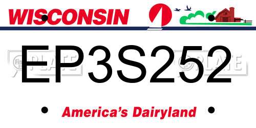 EP3S252 Wisconsin License Plate