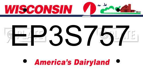 EP3S757 Wisconsin License Plate