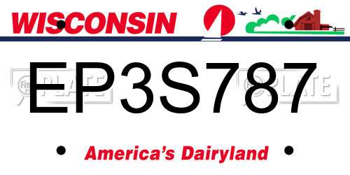 EP3S787 Wisconsin License Plate