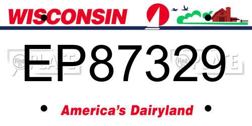 EP87329 Wisconsin License Plate