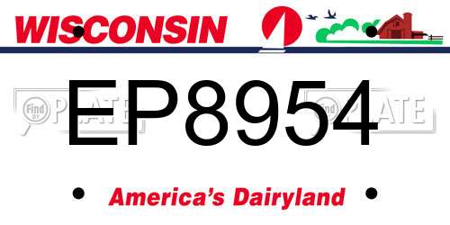 EP8954 Wisconsin License Plate