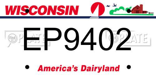 EP9402 Wisconsin License Plate