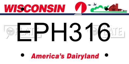 EPH316 Wisconsin License Plate