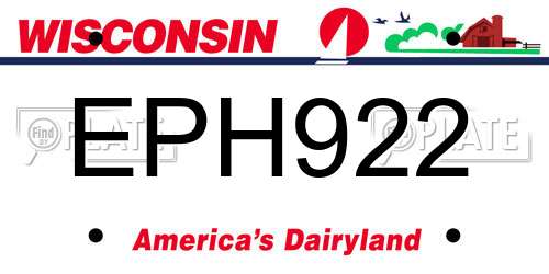 EPH922 Wisconsin License Plate