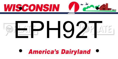 EPH92T Wisconsin License Plate