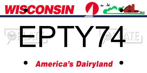 EPTY74 Wisconsin License Plate
