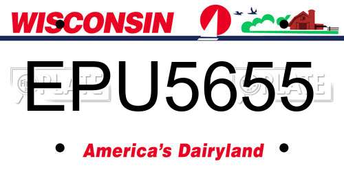 EPU5655 Wisconsin License Plate