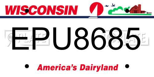 EPU8685 Wisconsin License Plate
