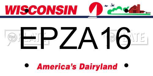 EPZA16 Wisconsin License Plate