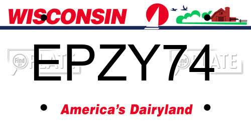 EPZY74 Wisconsin License Plate