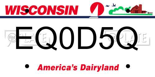 EQ0D5Q Wisconsin License Plate