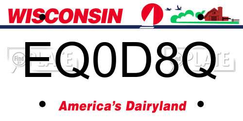 EQ0D8Q Wisconsin License Plate