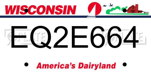 EQ2E664 Wisconsin License Plate