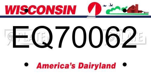 EQ70062 Wisconsin License Plate