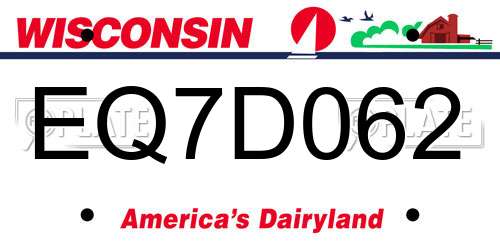 EQ7D062 Wisconsin License Plate