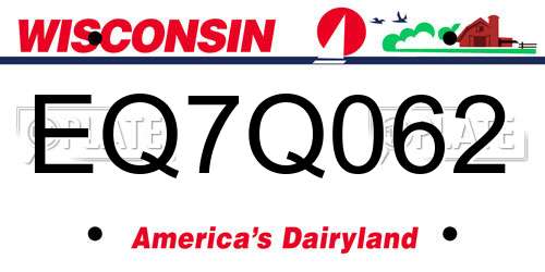 EQ7Q062 Wisconsin License Plate