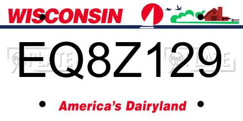 EQ8Z129 Wisconsin License Plate