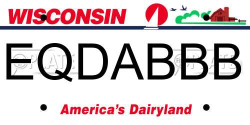 EQDABBB Wisconsin License Plate