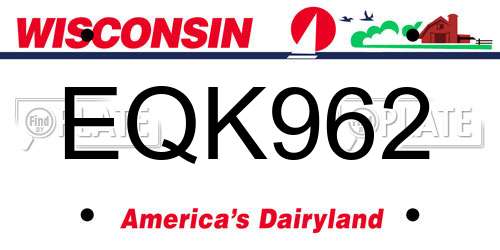 EQK962 Wisconsin License Plate