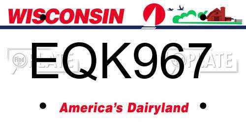 EQK967 Wisconsin License Plate