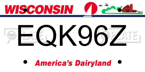 EQK96Z Wisconsin License Plate
