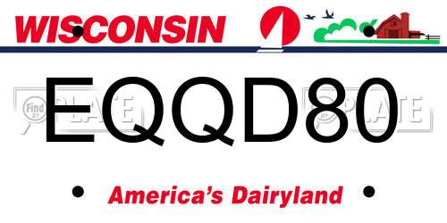EQQD80 Wisconsin License Plate