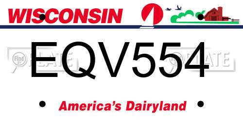EQV554 Wisconsin License Plate