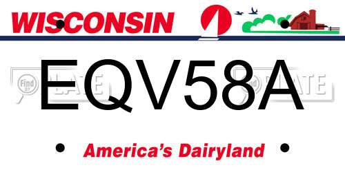 EQV58A Wisconsin License Plate