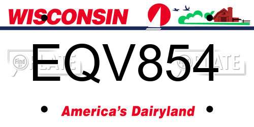 EQV854 Wisconsin License Plate
