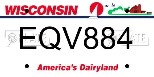 EQV884 Wisconsin License Plate