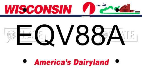 EQV88A Wisconsin License Plate