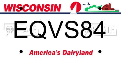 EQVS84 Wisconsin License Plate
