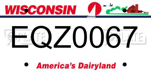 EQZ0067 Wisconsin License Plate