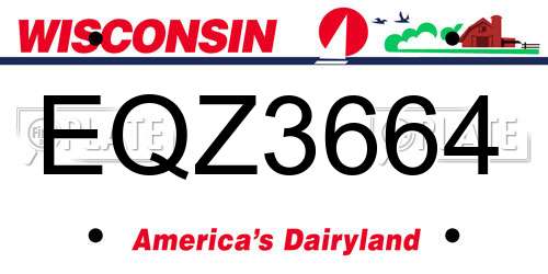 EQZ3664 Wisconsin License Plate