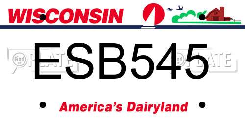 ESB545 Wisconsin License Plate