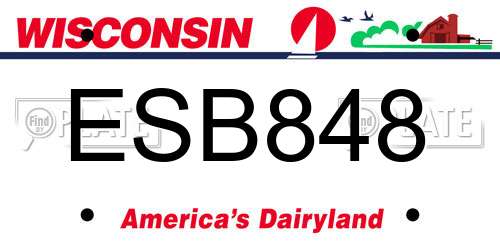 ESB848 Wisconsin License Plate