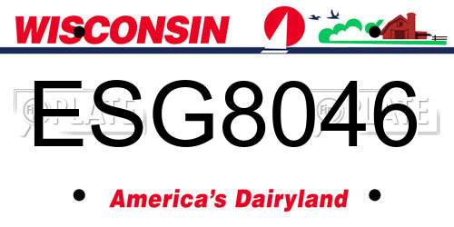 ESG8046 Wisconsin License Plate