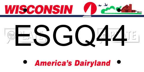 ESGQ44 Wisconsin License Plate
