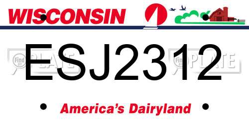 ESJ2312 Wisconsin License Plate