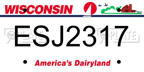 ESJ2317 Wisconsin License Plate