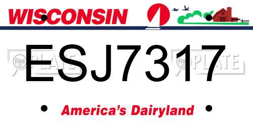 ESJ7317 Wisconsin License Plate