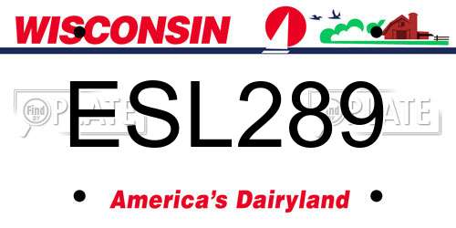 ESL289 Wisconsin License Plate
